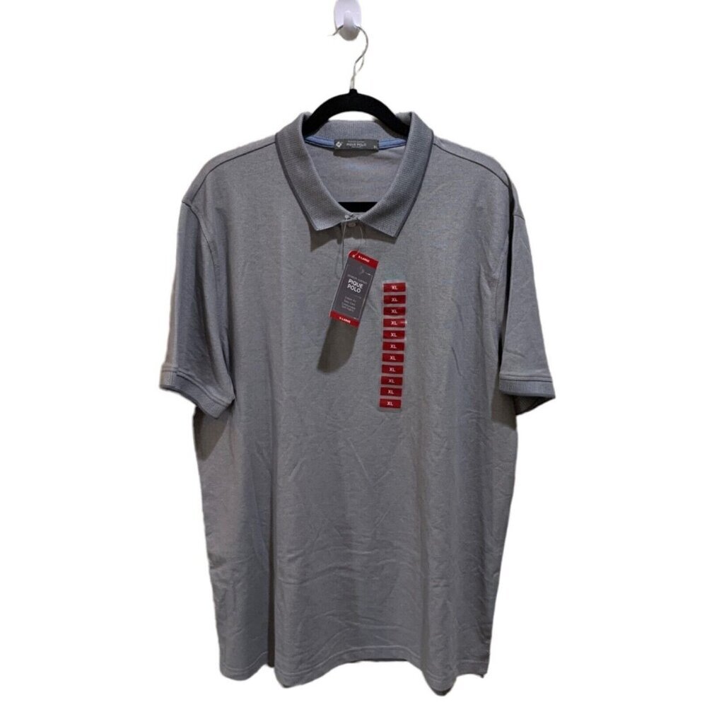 Members Mark Mens Size XL Gray Pique Stretch Cotton‎ Classic Fit Polo Shirt NWT